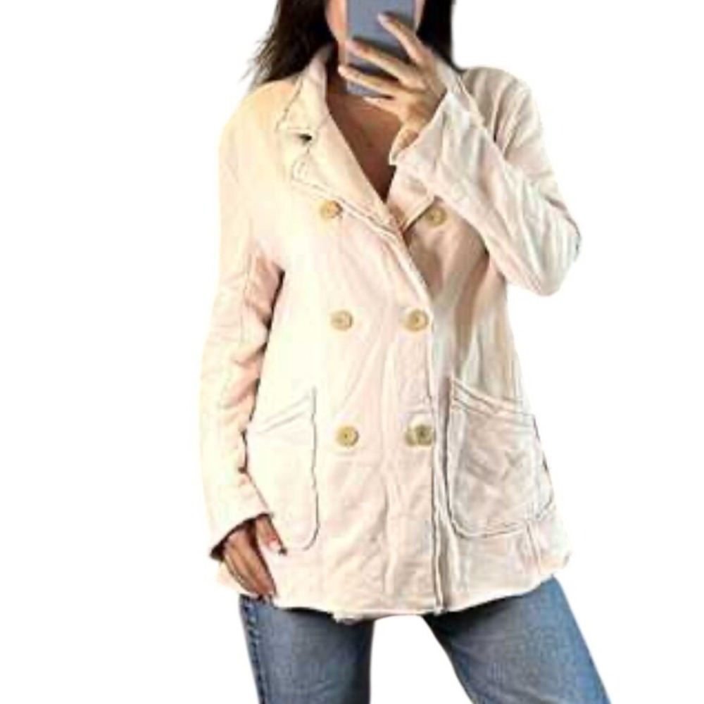 Frank & Eileen NWOT SZXS Belfast Peacoat Light Pink French Terry Double Breasted